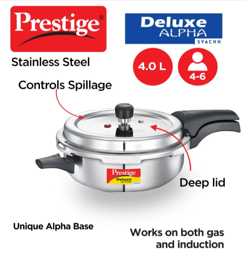  Prestige Deluxe Stainless Steel Senior Pressure Pan, 4